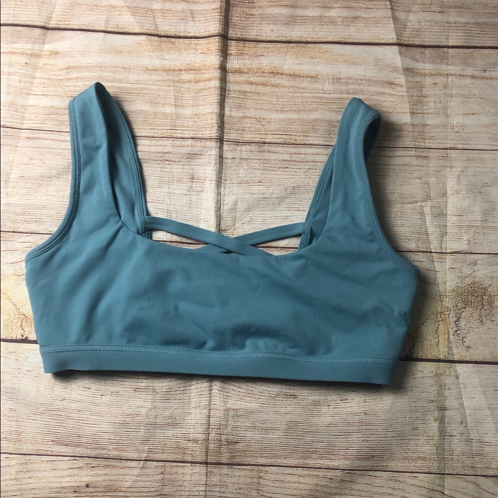 Crisscross Back Teal Sports‎ Bra